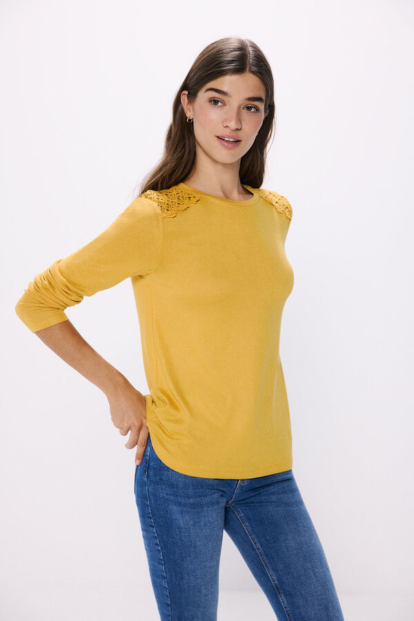 Springfield Camiseta crochet hombros amarillo