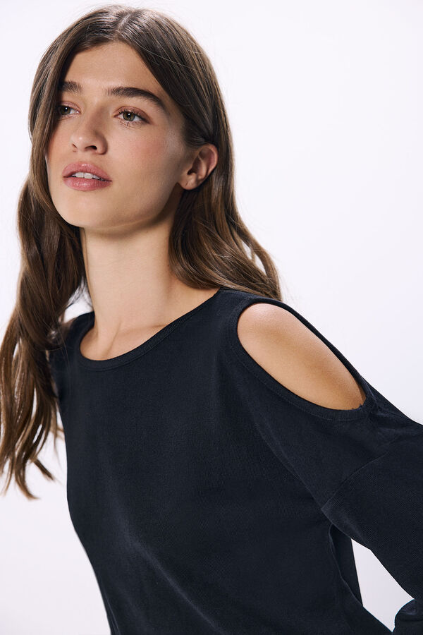 Springfield Camiseta decote decote preto