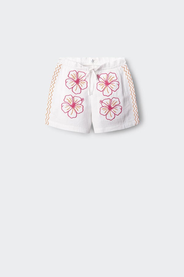 Springfield Kids Short bambula flores ni&ntilde;a blanco
