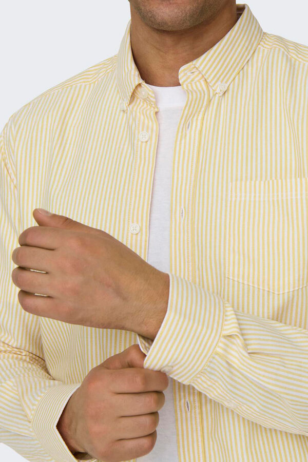 Only & Sons Camisa de manga comprida Oxford &agrave;s riscas estampado