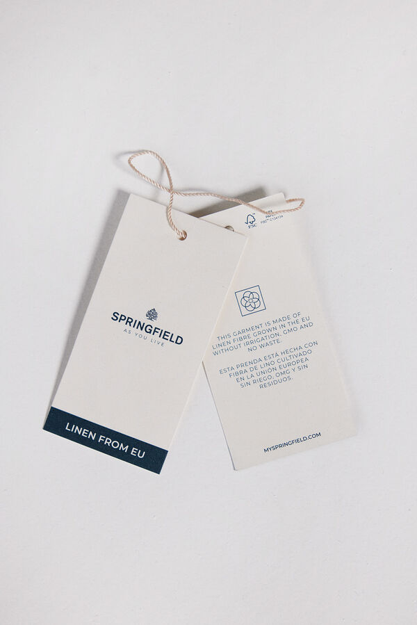 Springfield Camisa ligera estructura manga 3/4 con lino blanco