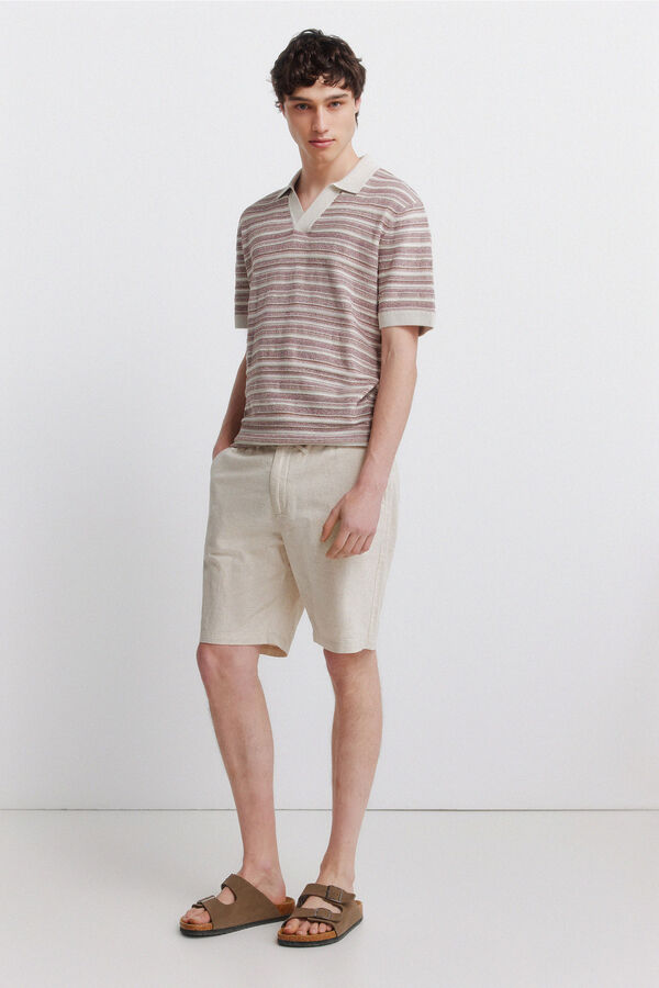 Springfield Bermuda lino comfort slim fit blanco