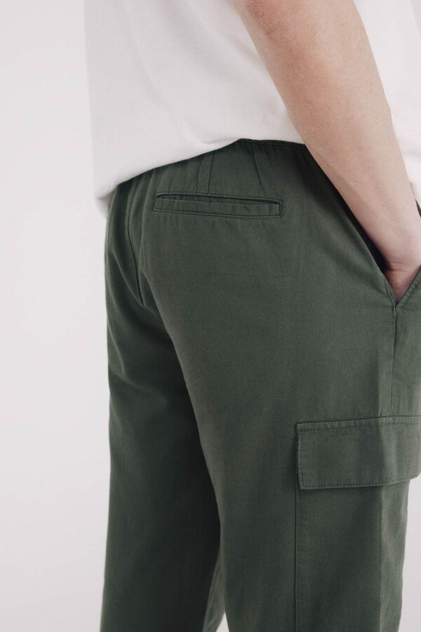Springfield Pantal&oacute;n cargo lino slim fit kaki