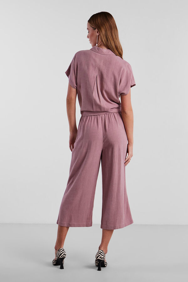 Pieces Camisa de lino morado/lila