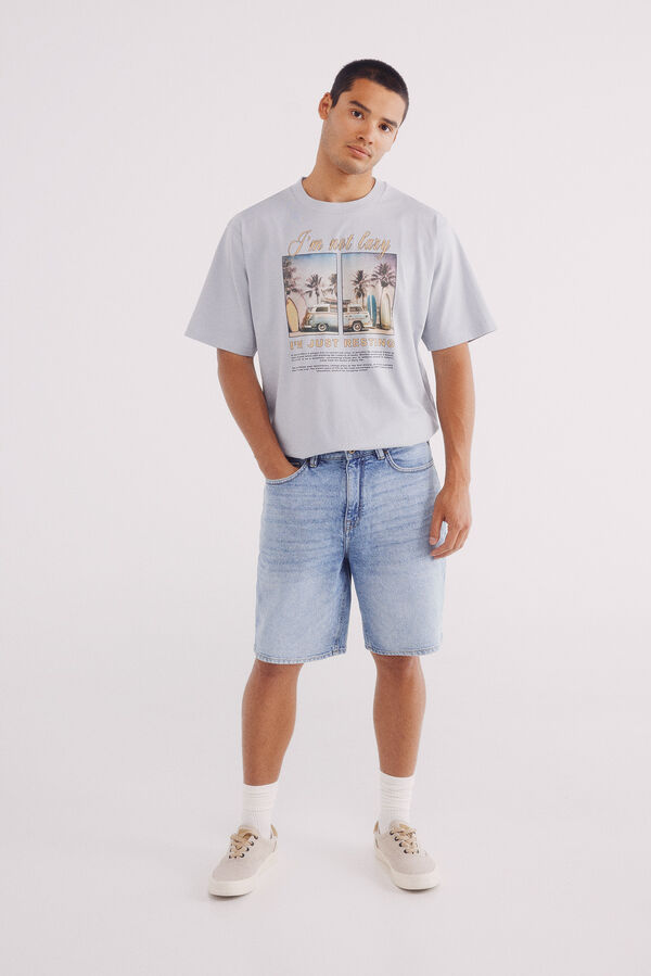 Springfield Camiseta Eu não sou preguiçoso azul