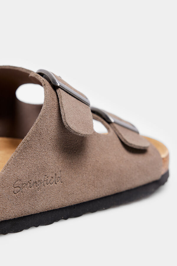 Springfield Sandalia hebillas de serraje marr&oacute;n