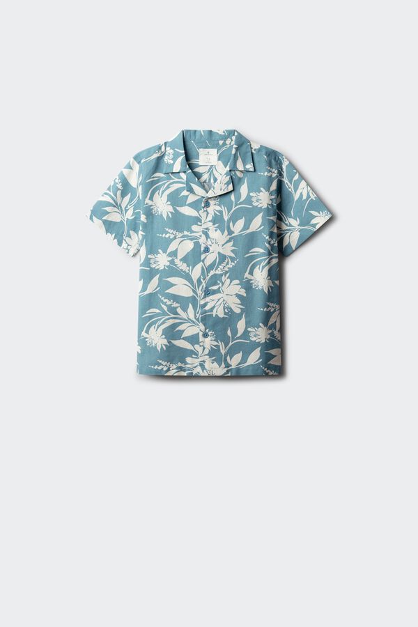 Springfield Kids Camisa de flores para menino azul