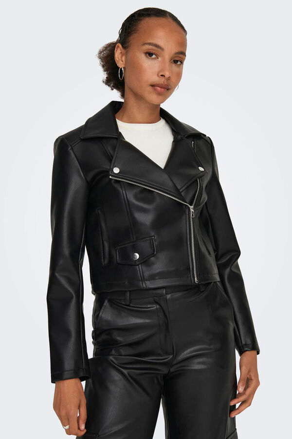 JDY Cazadora de polipiel negro