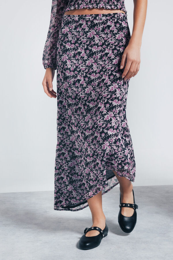 Springfield Falda larga asim&eacute;trica negro