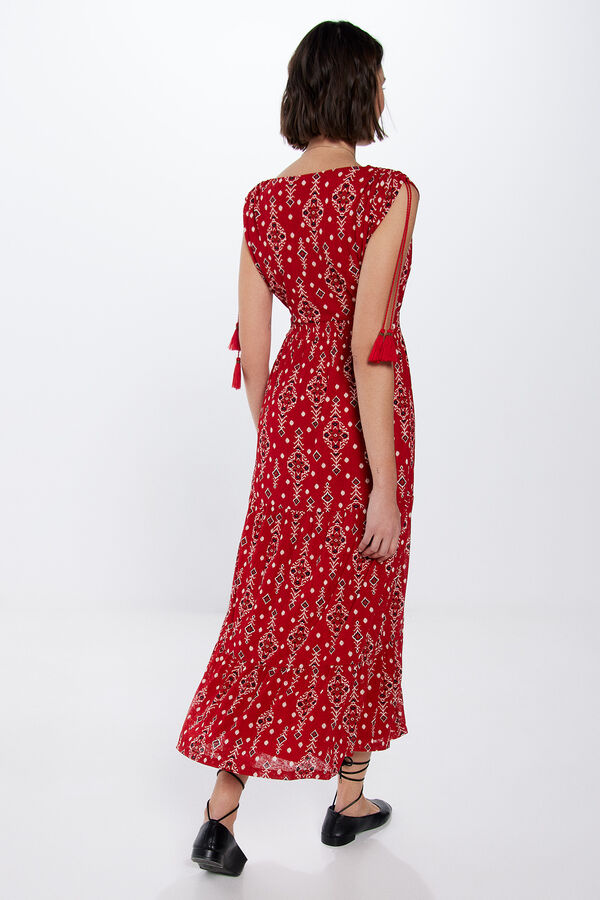 Springfield Vestido Midi Hombros Cord&oacute;n Borla estampado