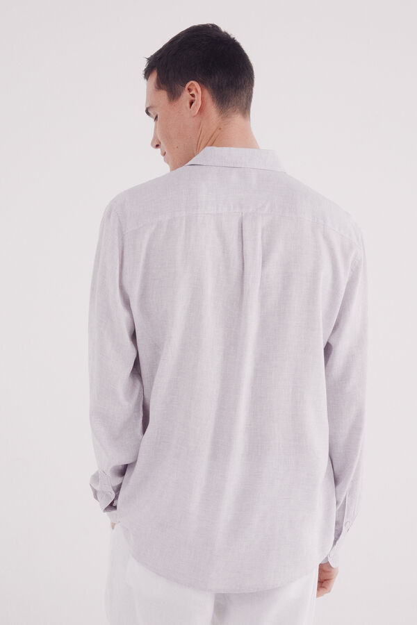 Springfield Camisa polera lino viscosa fil a fil morado/lila