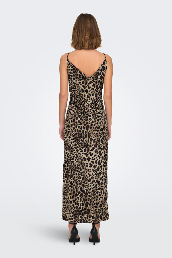 Only Vestido largo regular fit marr&oacute;n