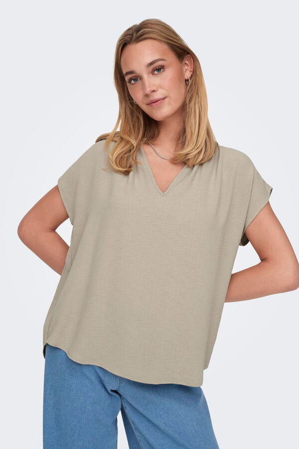 Only Top escote en V amarillo