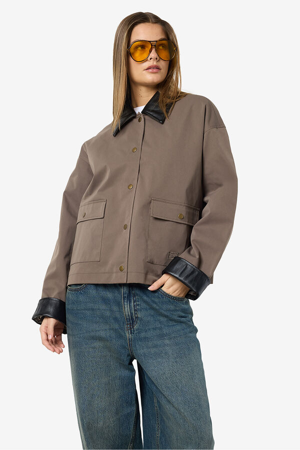 Noisy May Jaqueta com contraste leve cinzento