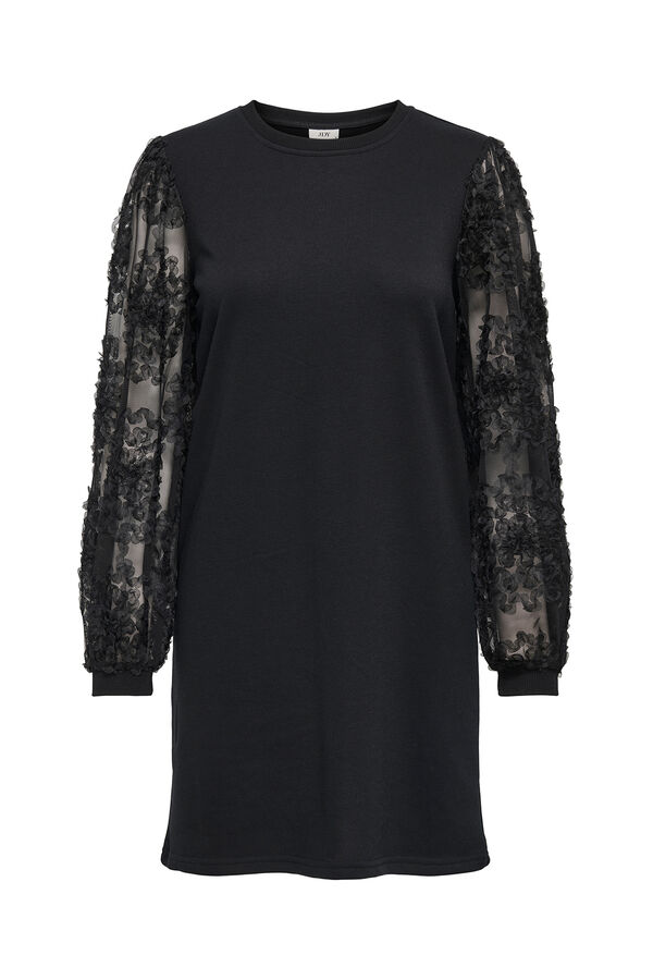 JDY Vestido curto com detalhe floral preto