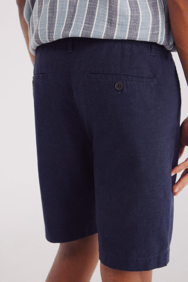 Springfield Bermudas de linho slim fit azul