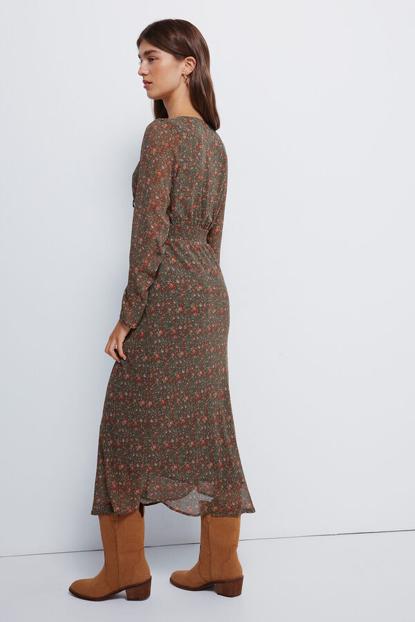 Springfield Vestido midi florecitas kaki