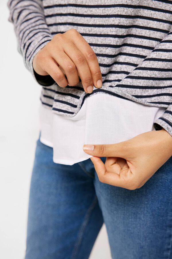 Springfield Camiseta Bimateria Botones azul