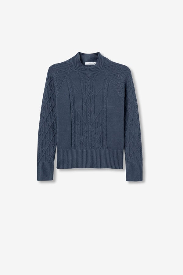 Tiffosi Jersey de punto trenzado turquesa