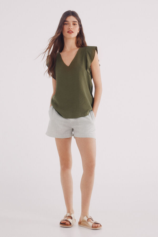 Springfield Blusa folhos verde