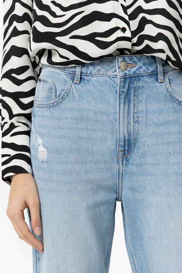 Tiffosi Jeans Mom Tapered Fit com Rasg&otilde;es azul