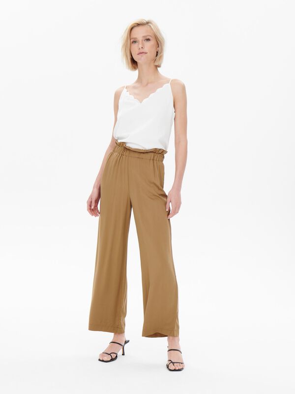 Only Pantalones corte ancho cinzento