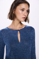 Springfield T-shirt Lurex com decote aberto cinzento