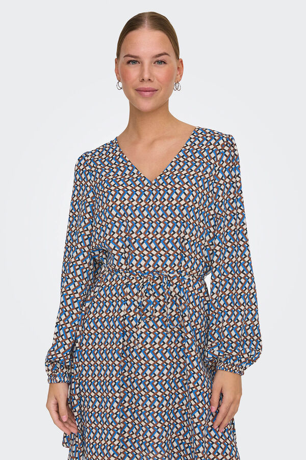 Only Vestido curto com mangas compridas e decote em V  branco