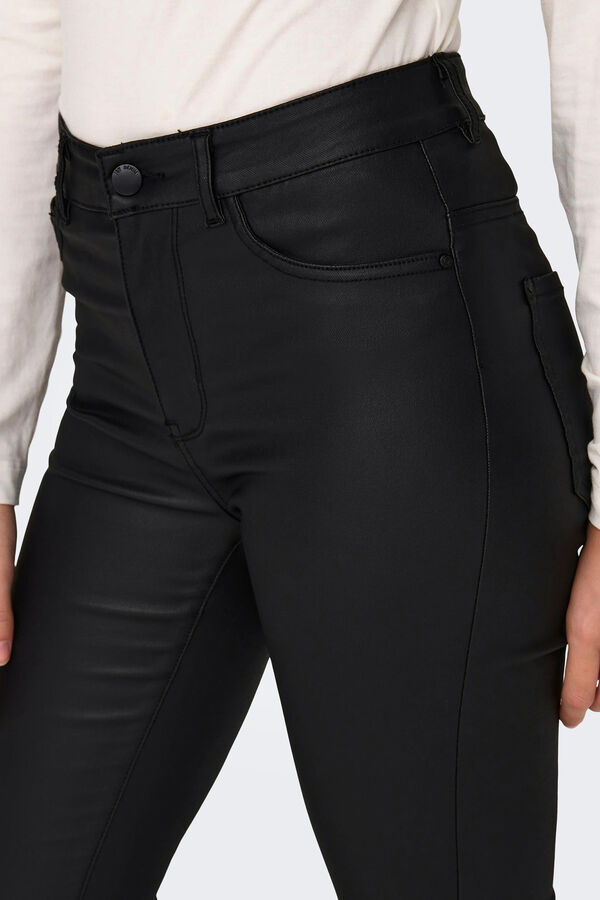 JDY Pantal&oacute;n skinny encerado tiro alto negro
