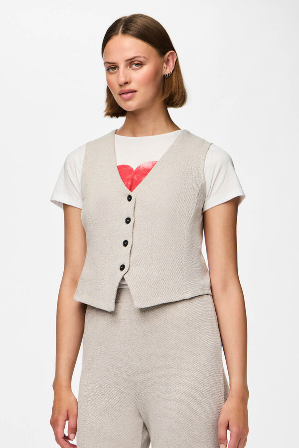 Pieces Colete de algod&atilde;o cinzento