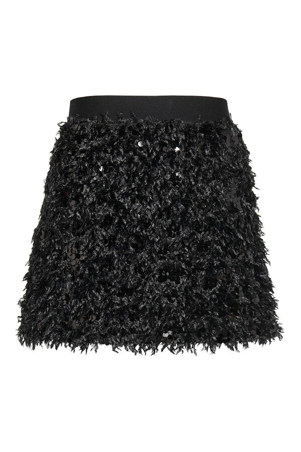 Only Falda corta de plumas y lentejuelas negro