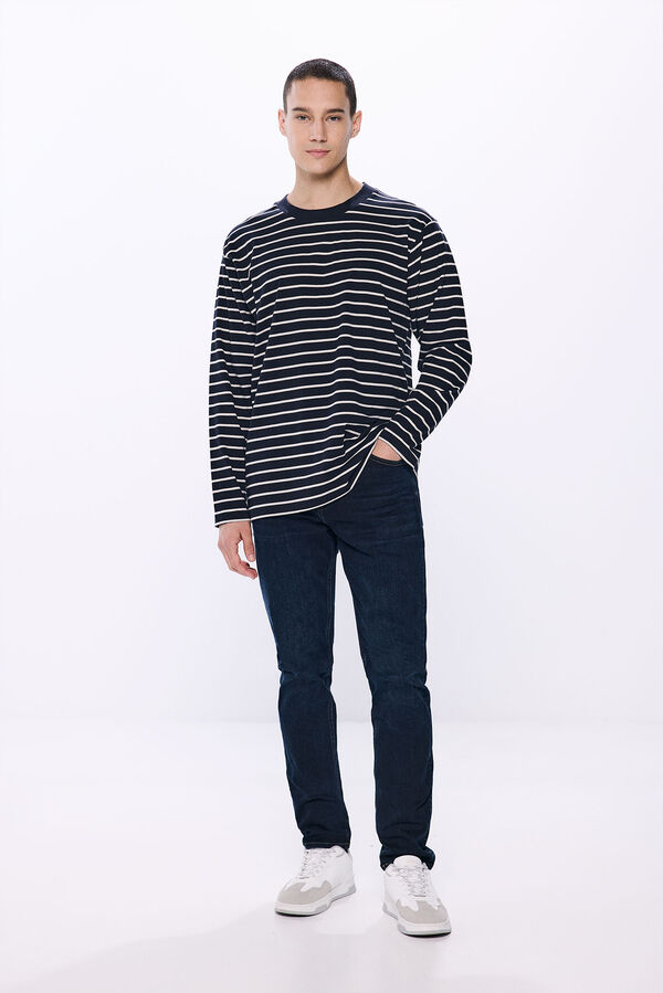 Springfield Camiseta manga larga raya marinera azul