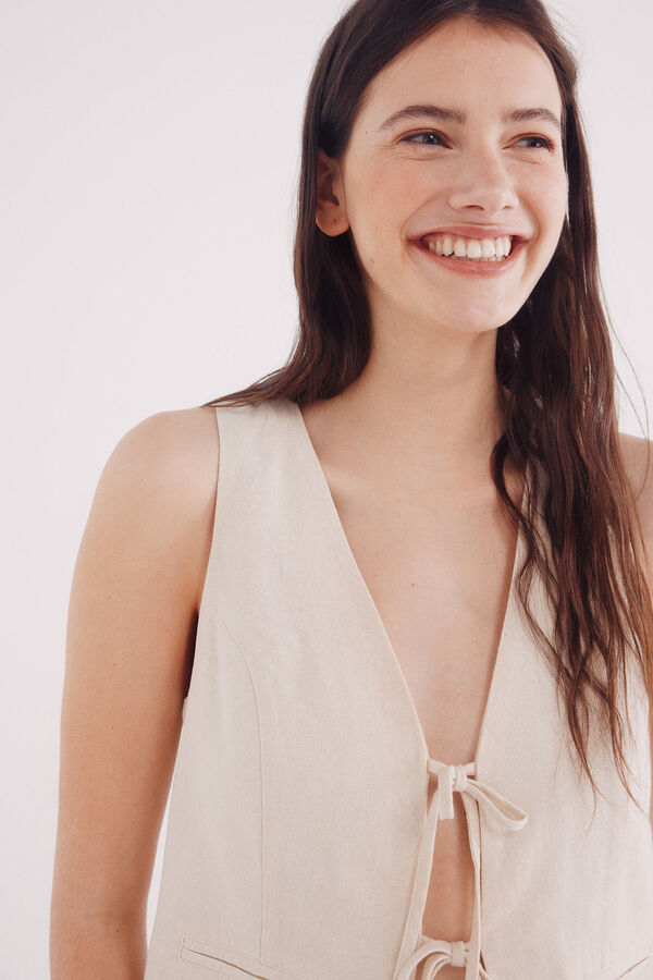 Springfield Chaleco lazos lino estampado