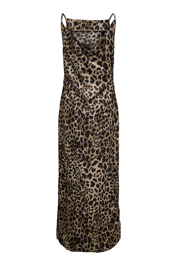 Only Vestido largo regular fit marr&oacute;n