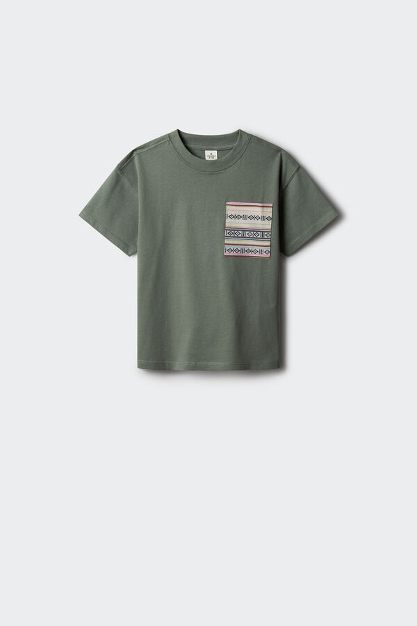 Springfield Kids Camiseta bolsillo contraste ni&ntilde;o verde