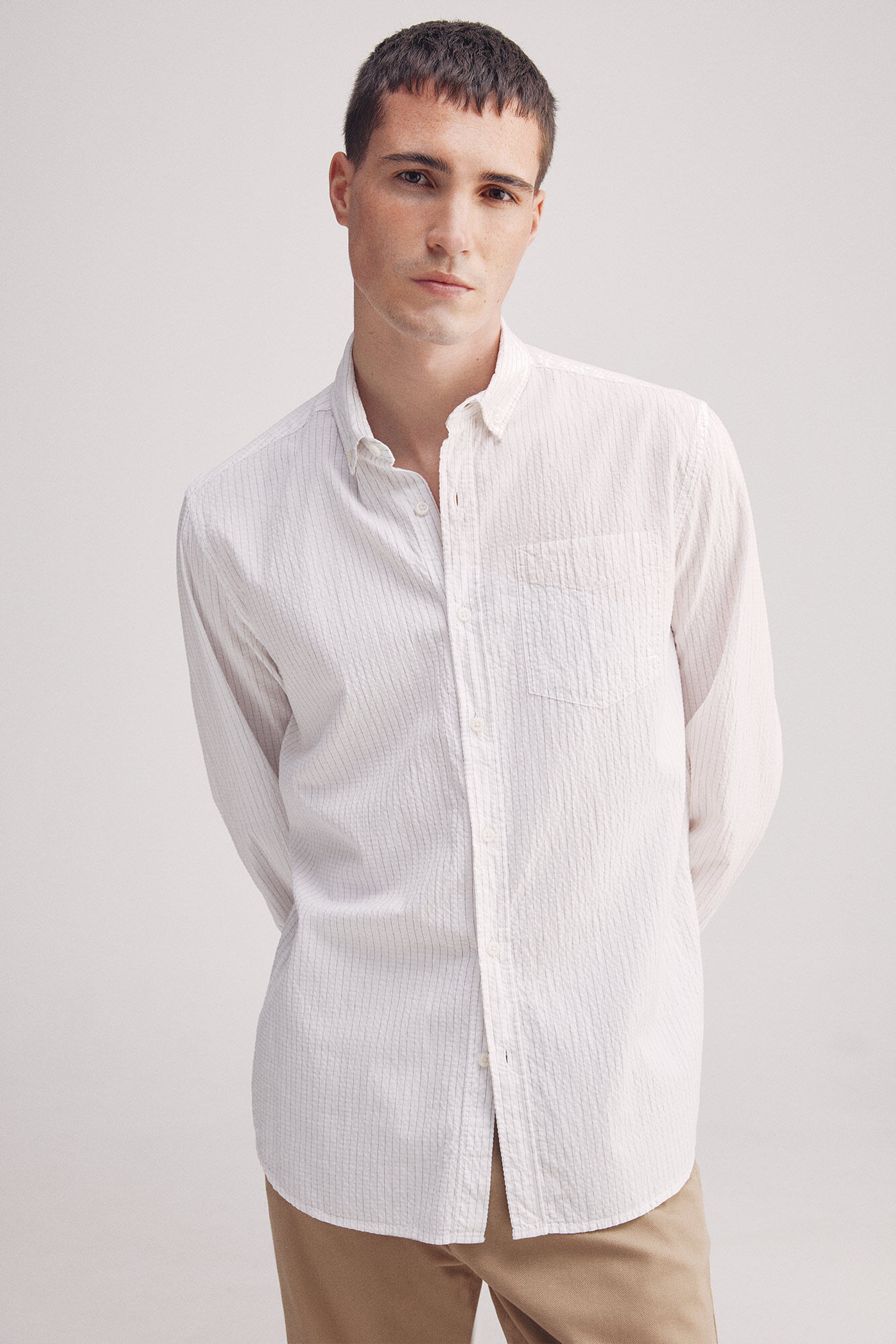 Springfield Camisa seersucker riscas