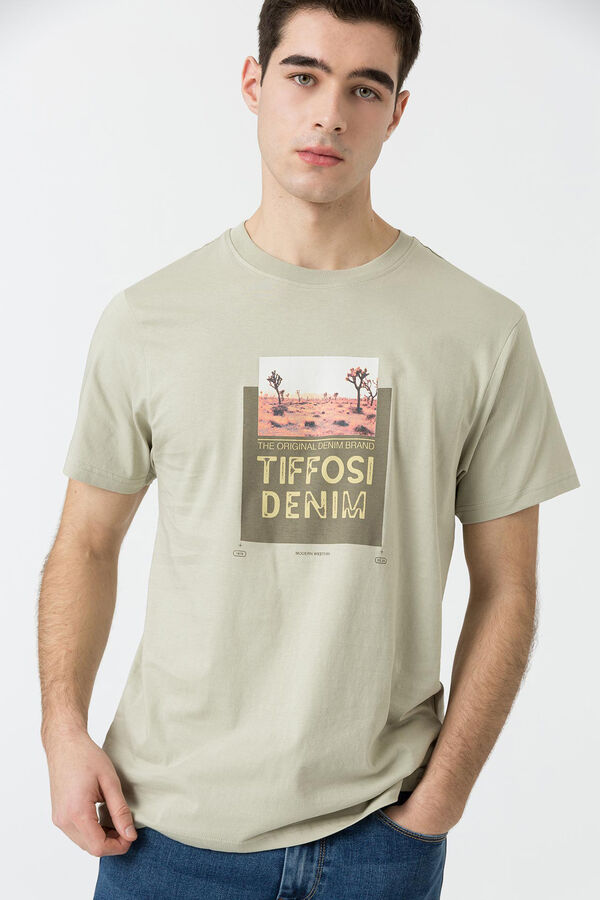 Tiffosi Camiseta estampada na frente  bege