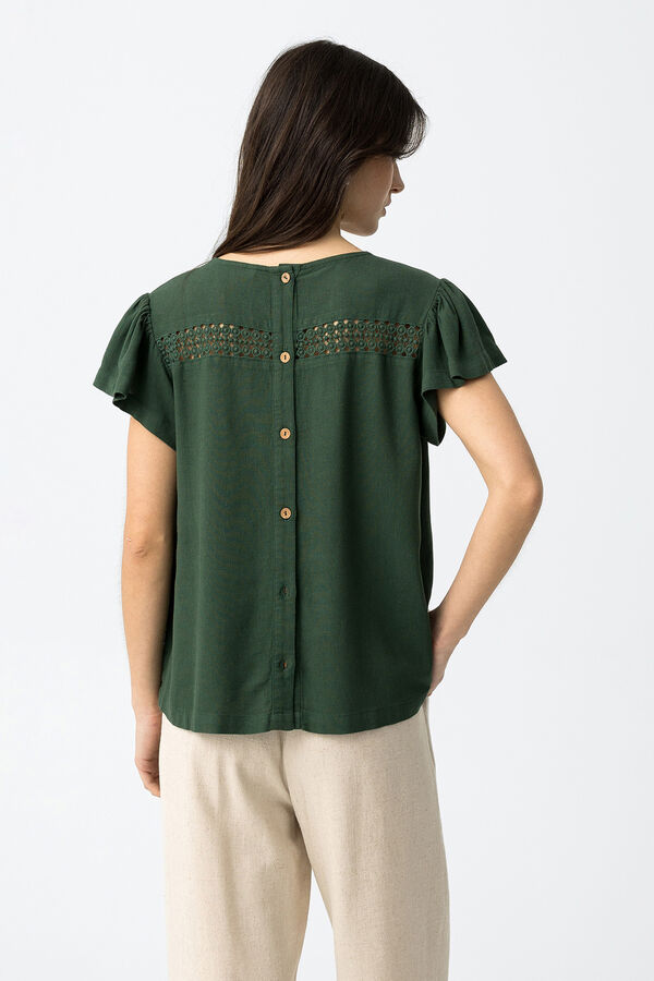Tiffosi Blusa com folhos verde
