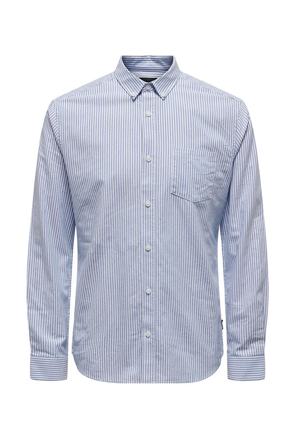 Only & Sons Camisa de manga comprida Oxford &agrave;s riscas azul