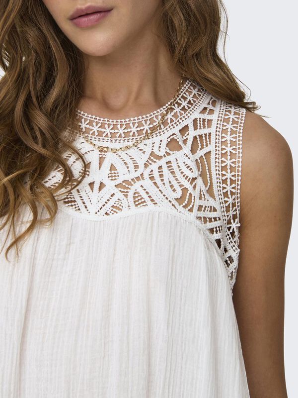 JDY Vestido corto encaje blanco