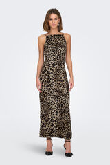 Only Vestido largo regular fit marr&oacute;n