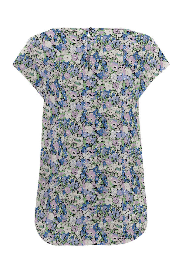 Only T-shirt de manga curta estampada e gola redonda azul