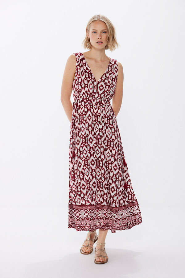 Springfield Vestido midi estampado bicolor burdeos