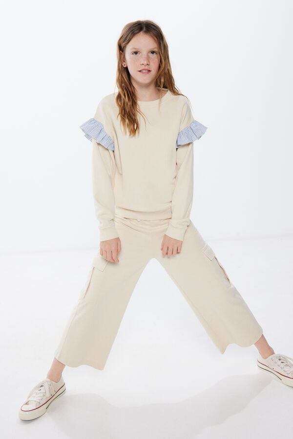 Springfield Kids Sweatshirt folho ombros menina bege