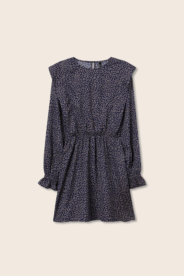 Tiffosi Vestido Estampado con Elástico en Cintura azul