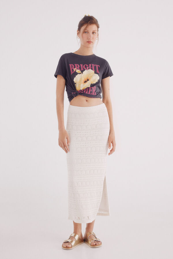 Springfield Falda crochet midi amarillo