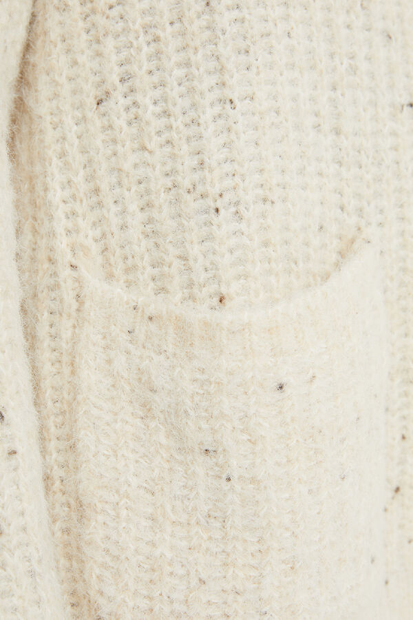 System Action Cardig&atilde; de tweed com gola redonda Caqui escuro