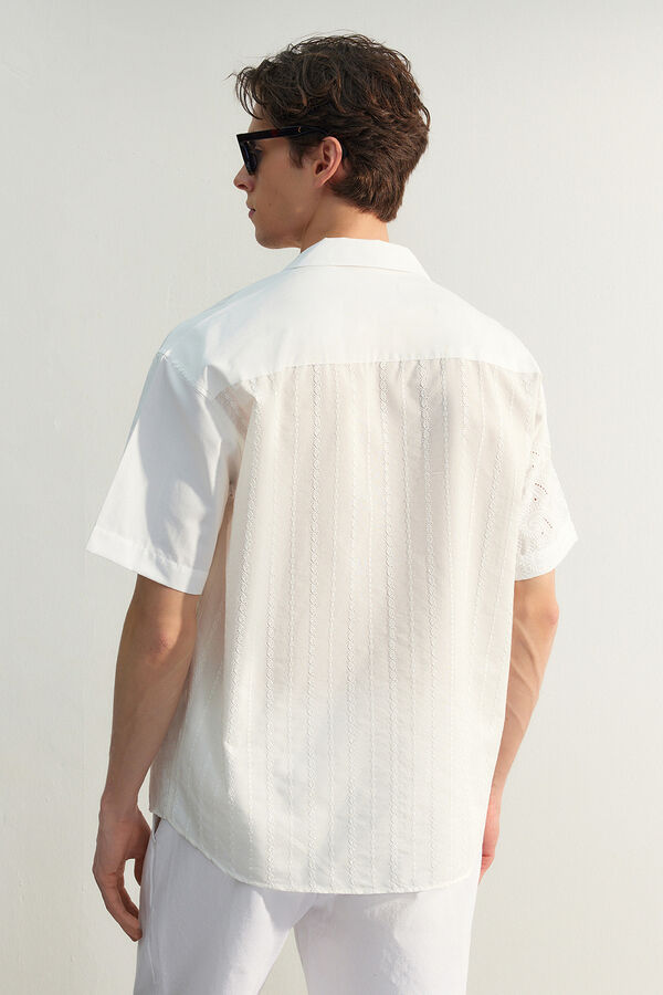 Trendyol Camisa oversize de manga curta branco
