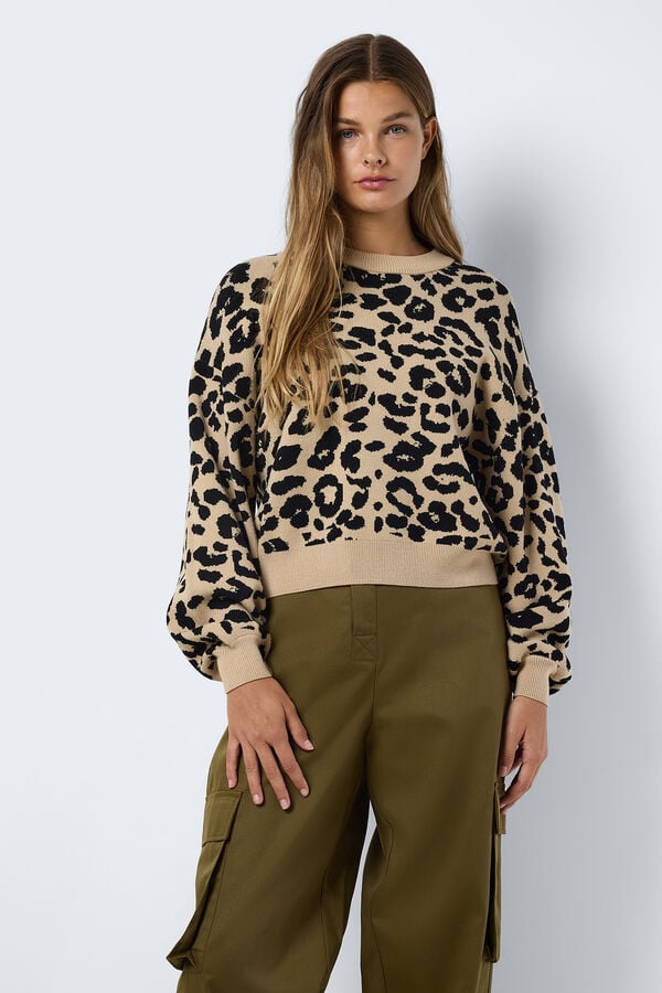 Noisy May Camisola em malha de jacquard cru