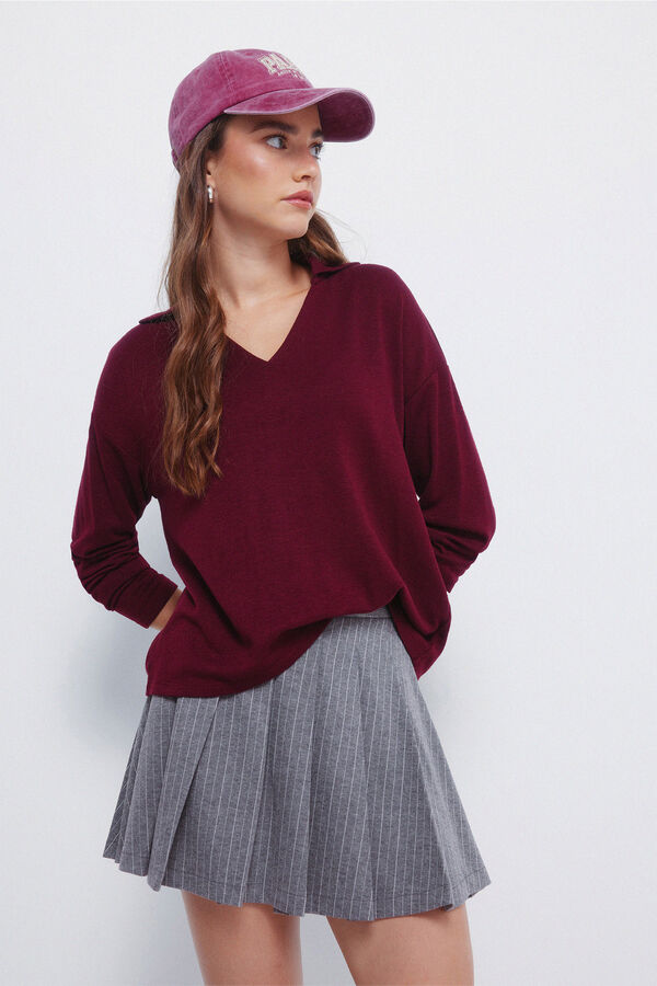 Springfield Polo decote em V com malha cortada vermelho